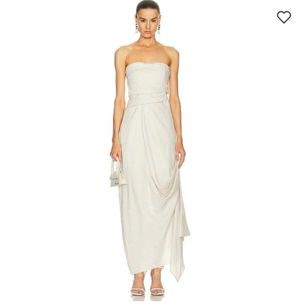 Staud Caravaggio Drap Linen Dress - Picture 4 of 10
